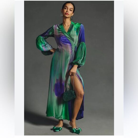 Anthropologie Siddhartha Bansal Long-Sleeve Wrap Dress - Picture 5 of 7